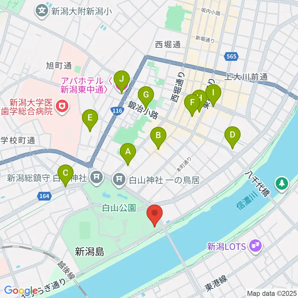 新潟市音楽文化会館周辺のホテル一覧地図