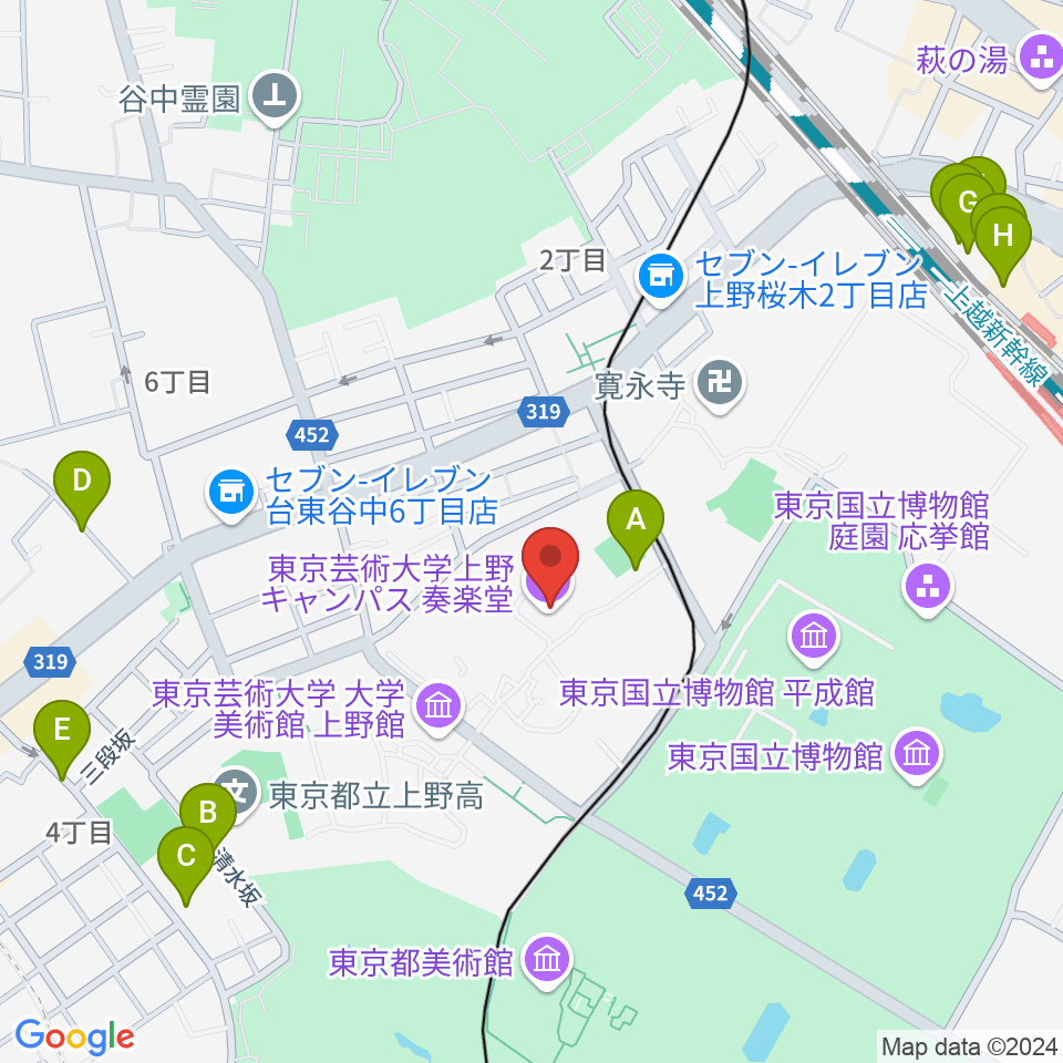 東京藝術大学奏楽堂周辺のホテル一覧地図