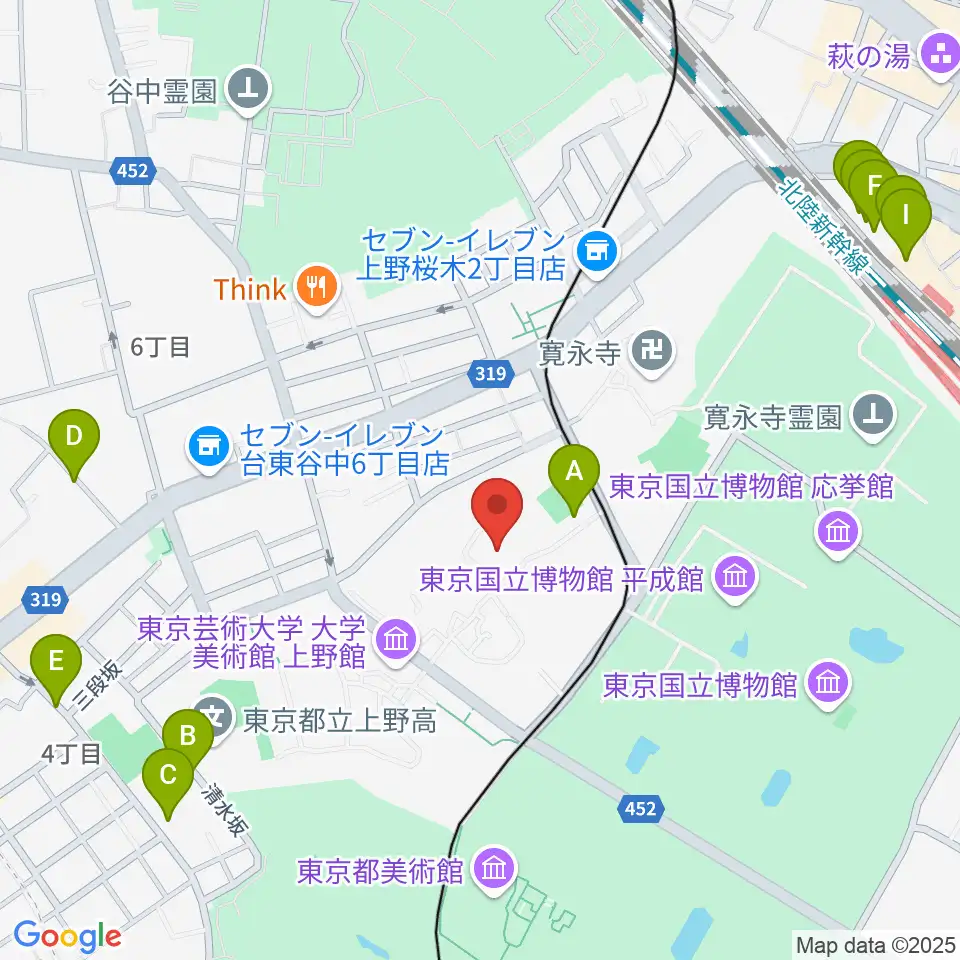 東京藝術大学奏楽堂周辺のホテル一覧地図