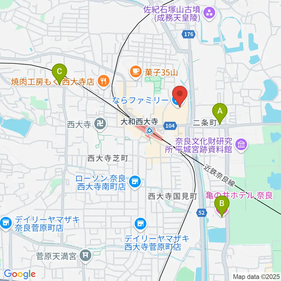 秋篠音楽堂周辺のホテル一覧地図