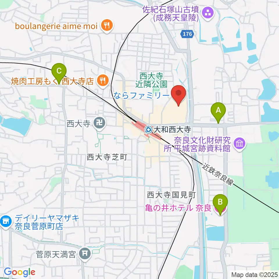 秋篠音楽堂周辺のホテル一覧地図
