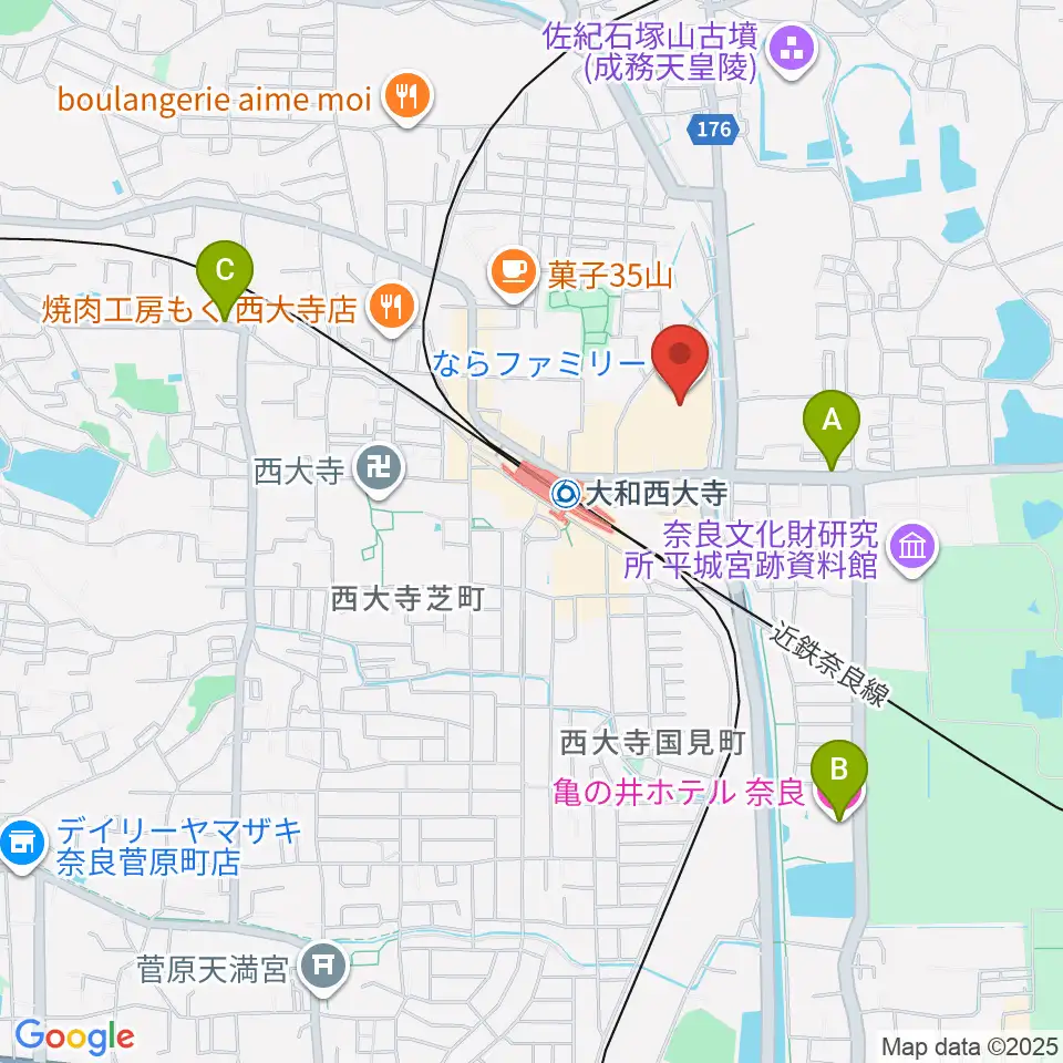秋篠音楽堂周辺のホテル一覧地図