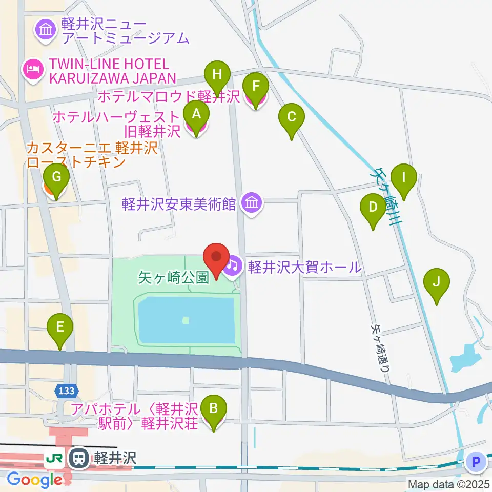 軽井沢大賀ホール周辺のホテル一覧地図