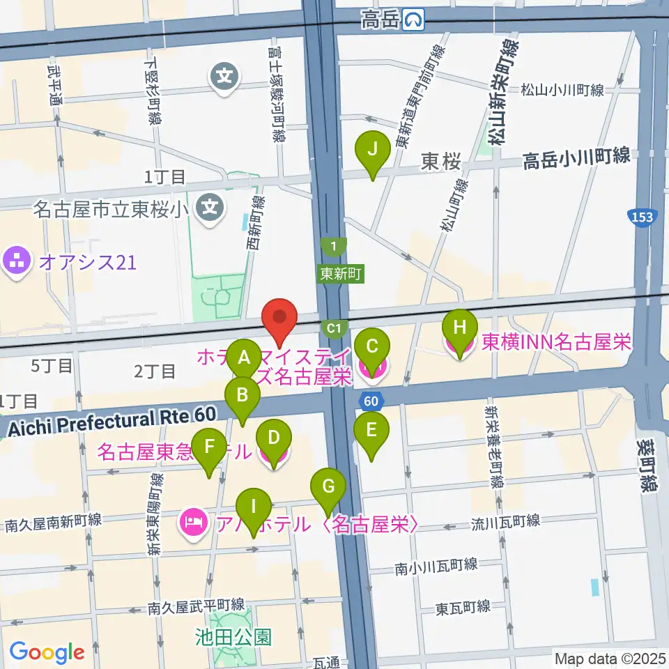 中電ホール周辺のホテル一覧地図