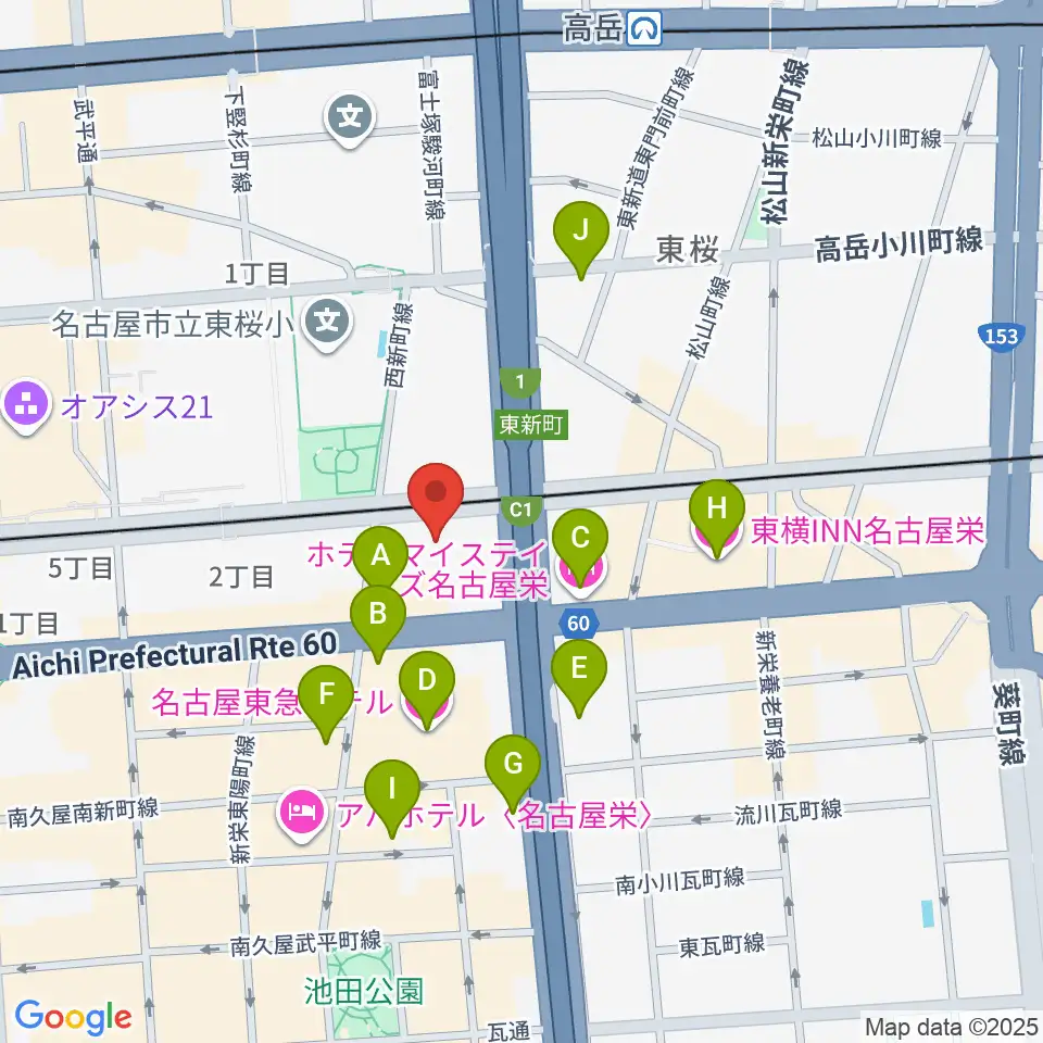 中電ホール周辺のホテル一覧地図