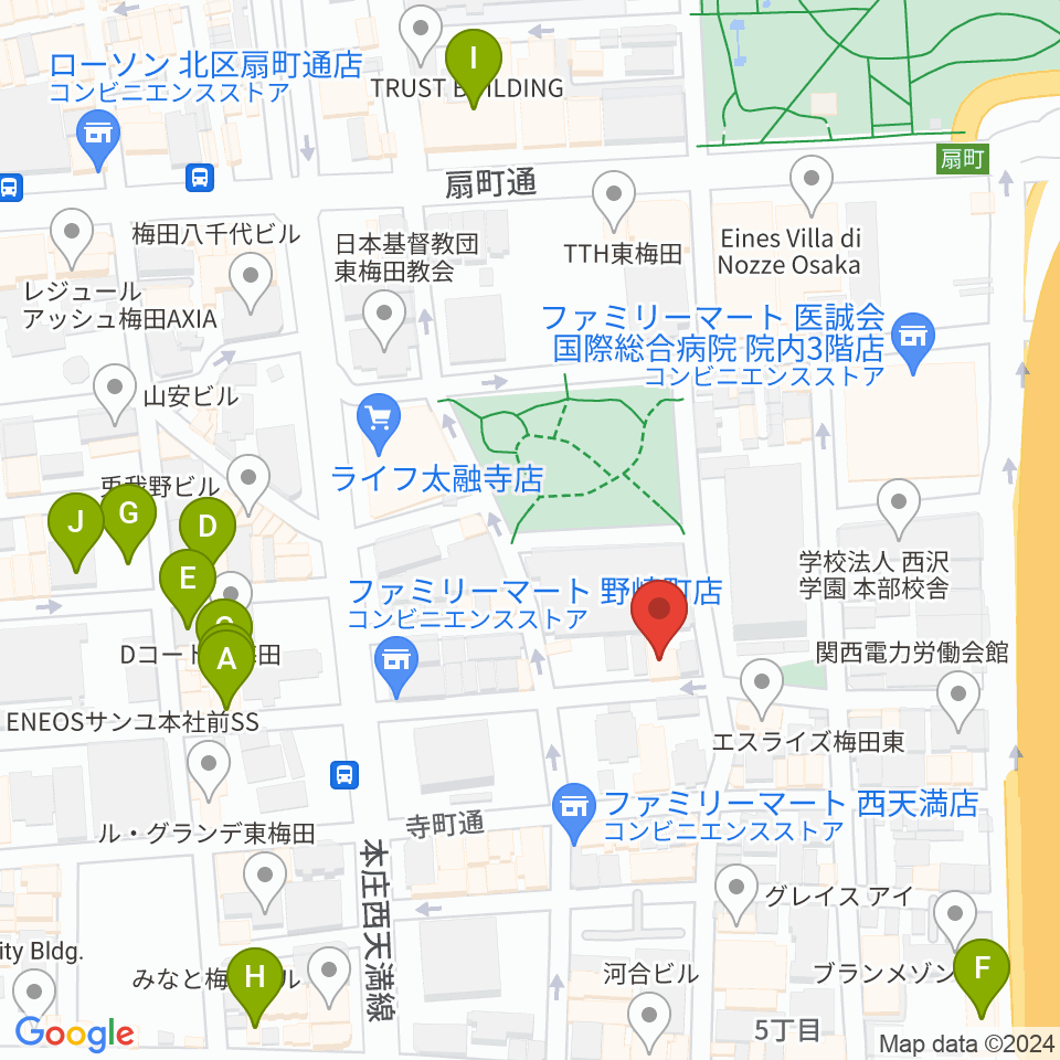 ボイトレ大阪 F-COMMUNITY周辺のホテル一覧地図