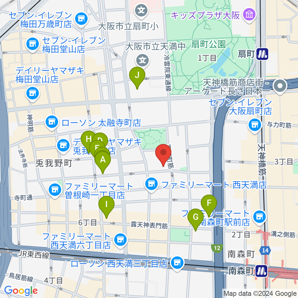 ボイトレ大阪 F-COMMUNITY周辺のホテル一覧地図