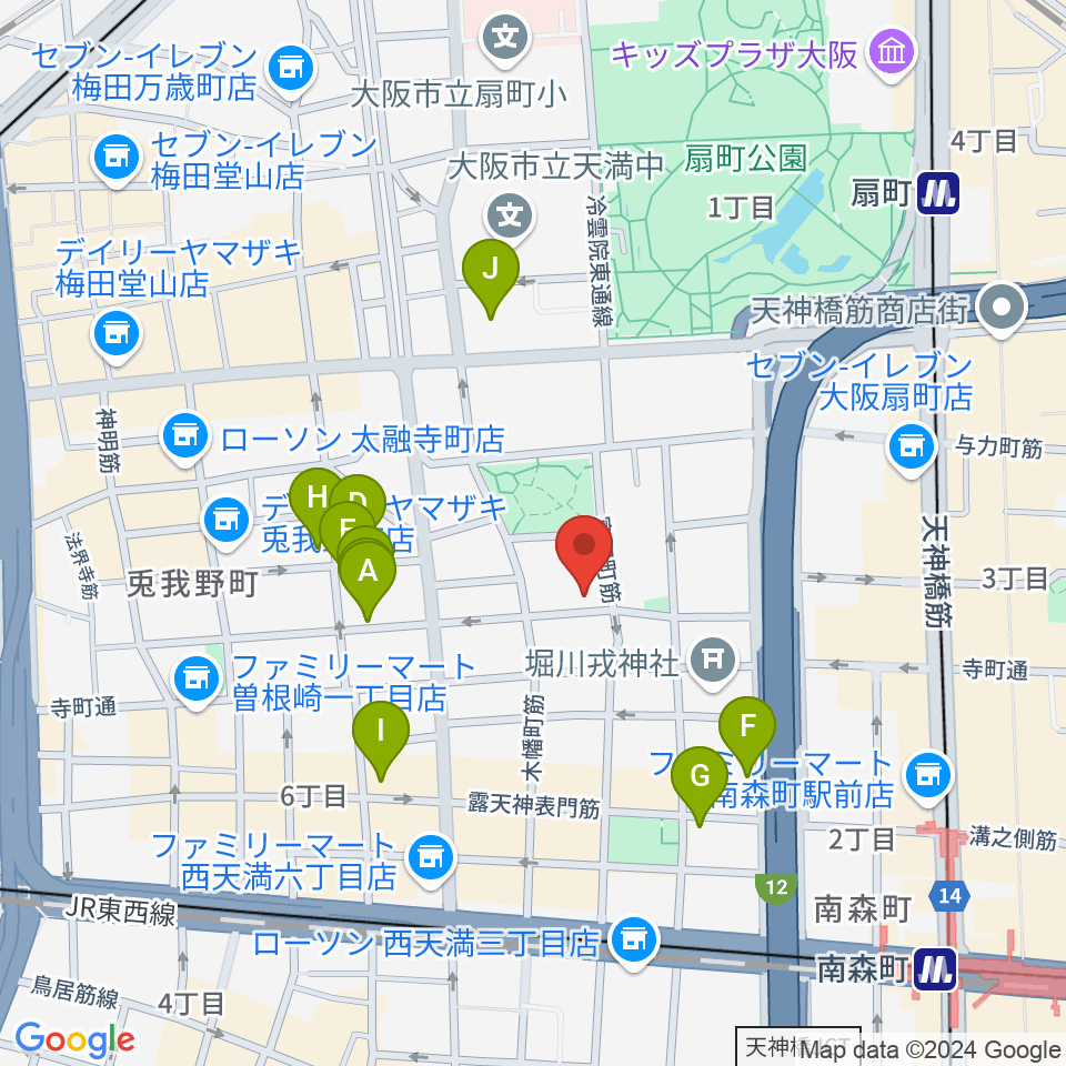 ボイトレ大阪 F-COMMUNITY周辺のホテル一覧地図