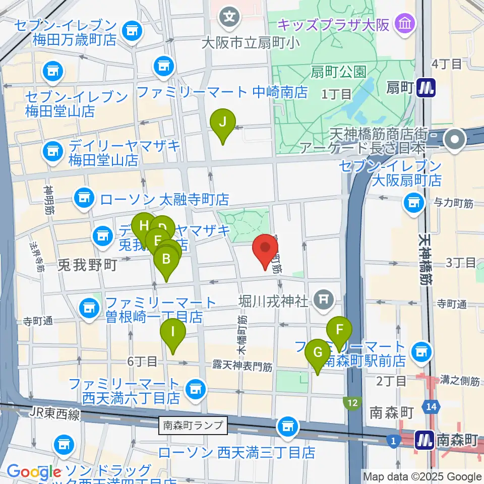 ボイトレ大阪 F-COMMUNITY周辺のホテル一覧地図