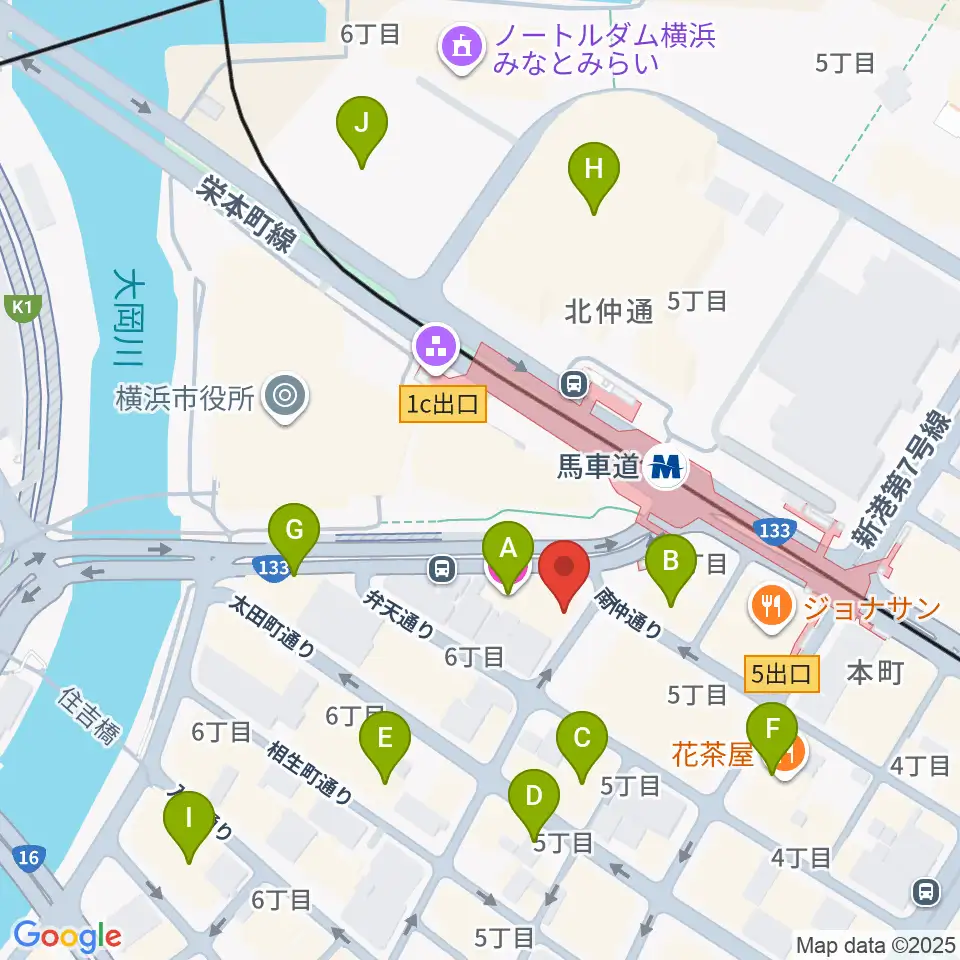 馬車道King's Bar周辺のホテル一覧地図