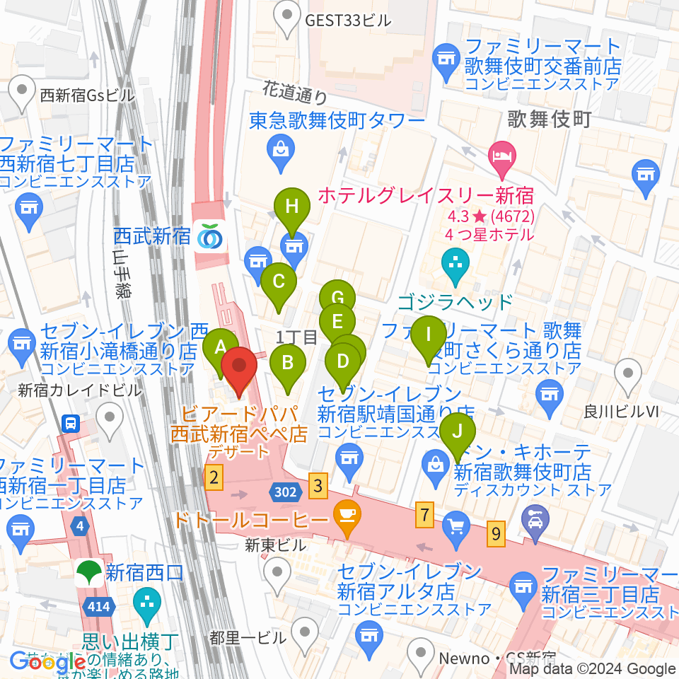 島村楽器 新宿PePe店周辺のホテル一覧地図