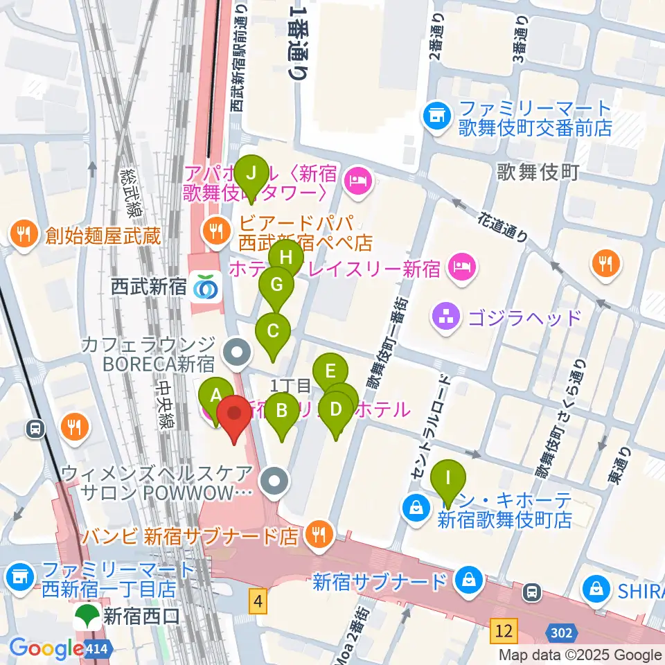 島村楽器 新宿PePe店周辺のホテル一覧地図