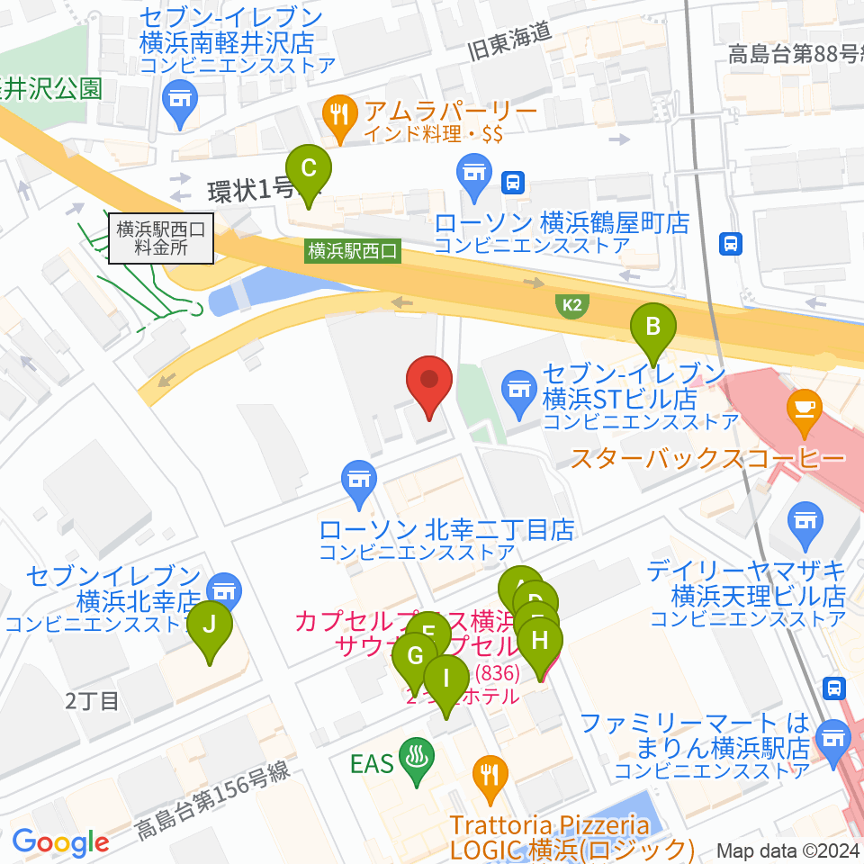 横浜ジャムラボ周辺のホテル一覧地図