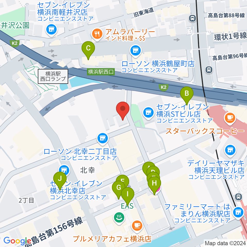 横浜ジャムラボ周辺のホテル一覧地図