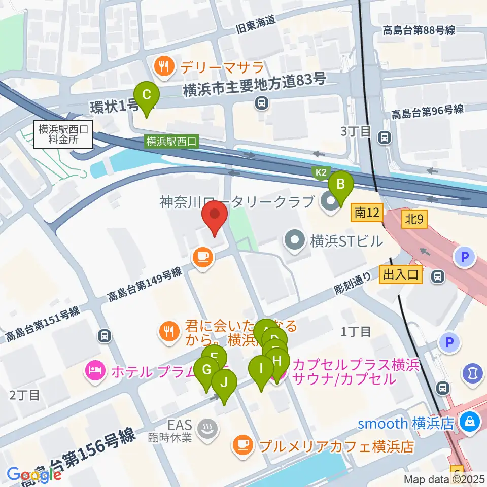 横浜ジャムラボ周辺のホテル一覧地図