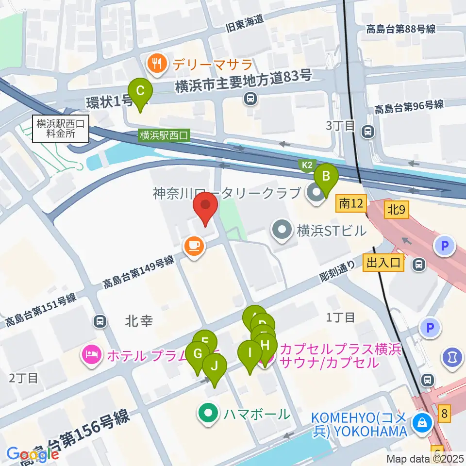 横浜ジャムラボ周辺のホテル一覧地図