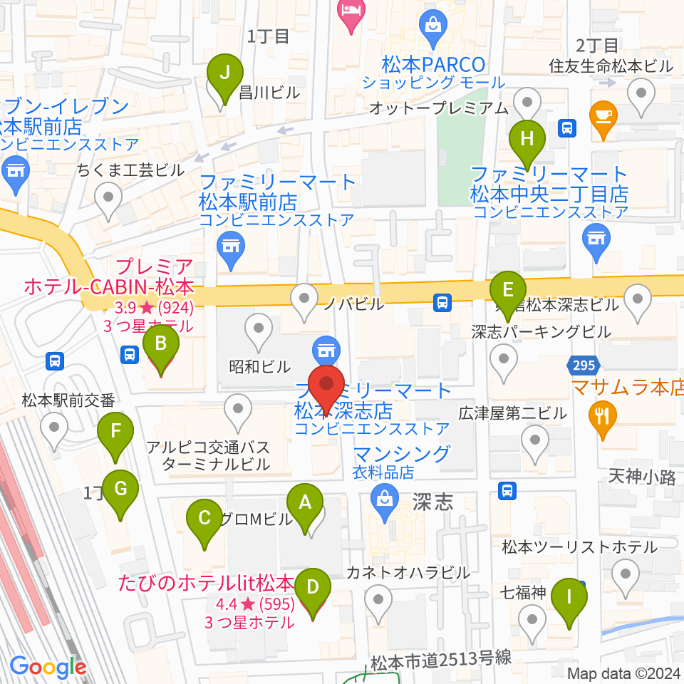 松本MOLE HALL周辺のホテル一覧地図