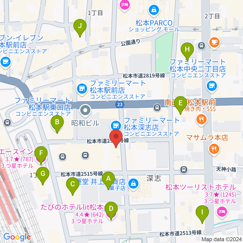 松本MOLE HALL周辺のホテル一覧地図