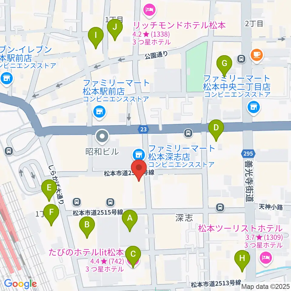松本MOLE HALL周辺のホテル一覧地図