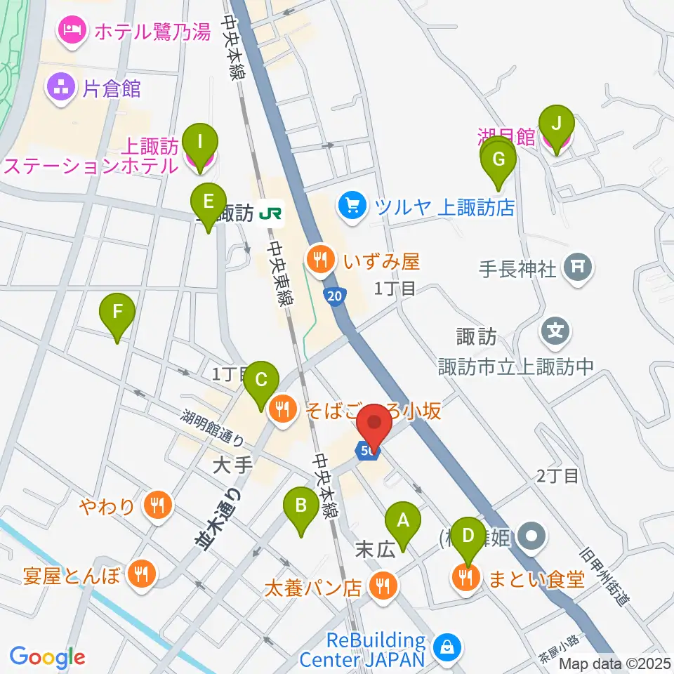 上諏訪クラブロックハーツ周辺のホテル一覧地図