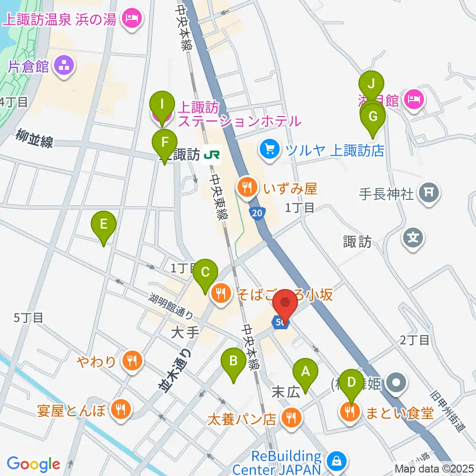 上諏訪クラブロックハーツ周辺のホテル一覧地図