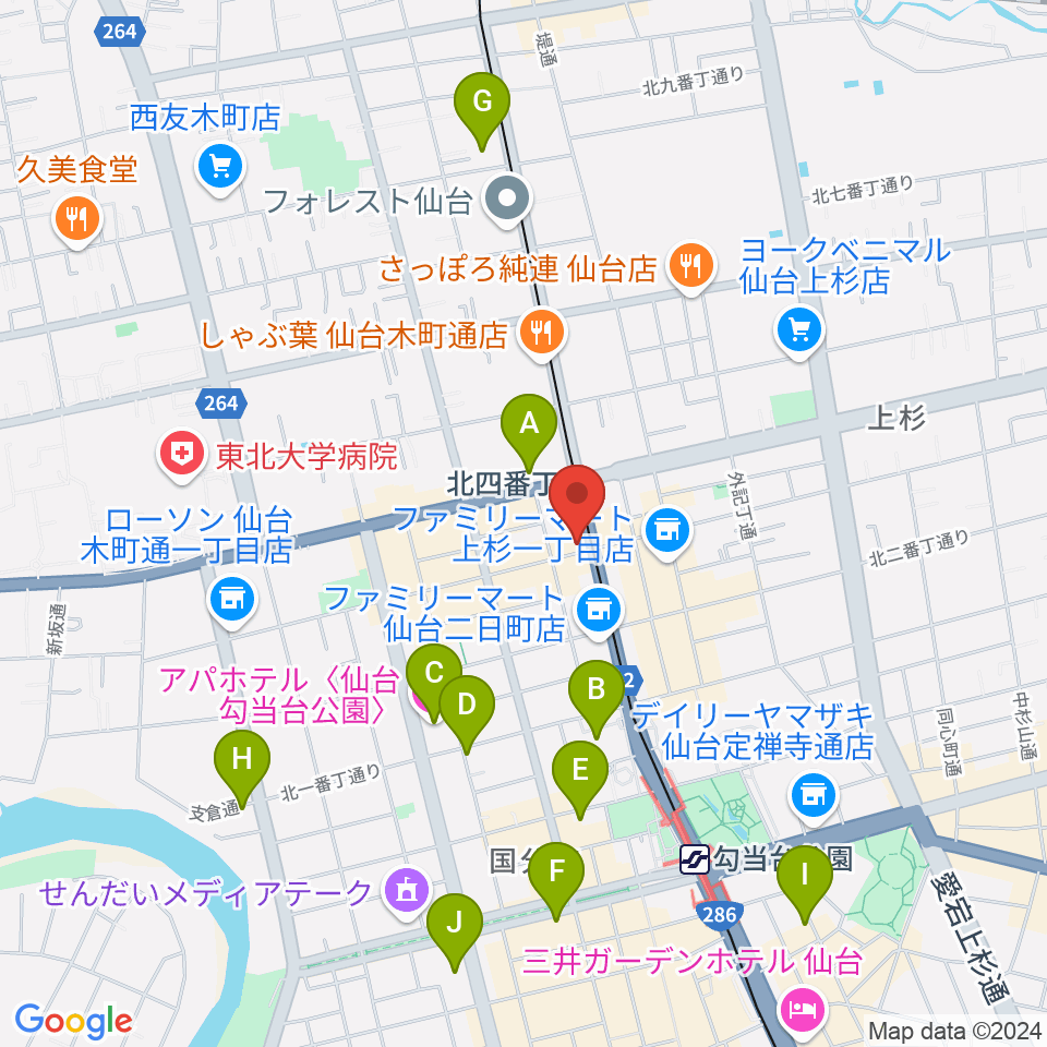 仙台ミュージックプラザ音楽教室周辺のホテル一覧地図