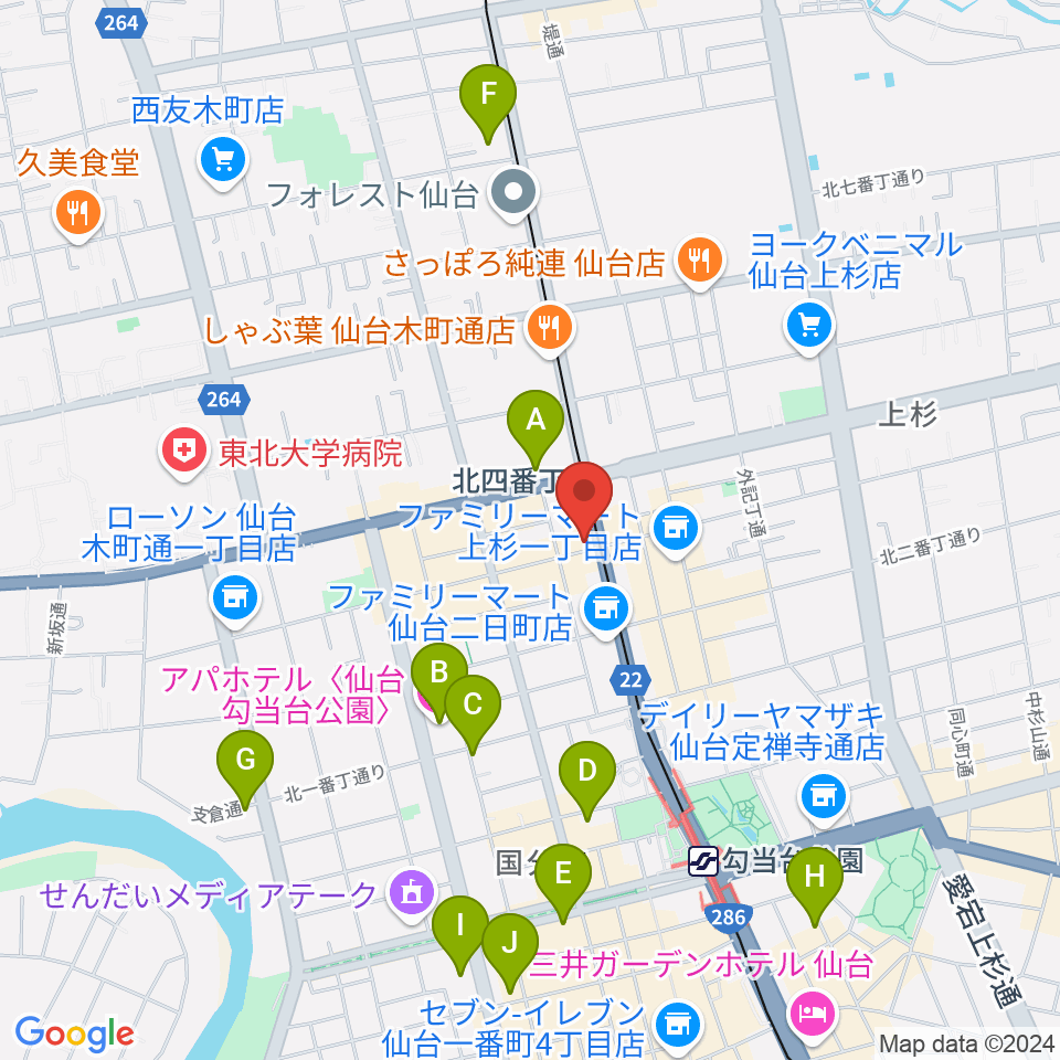 仙台ミュージックプラザ音楽教室周辺のホテル一覧地図