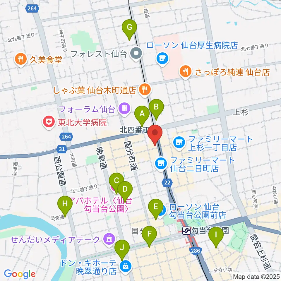 仙台ミュージックプラザ音楽教室周辺のホテル一覧地図