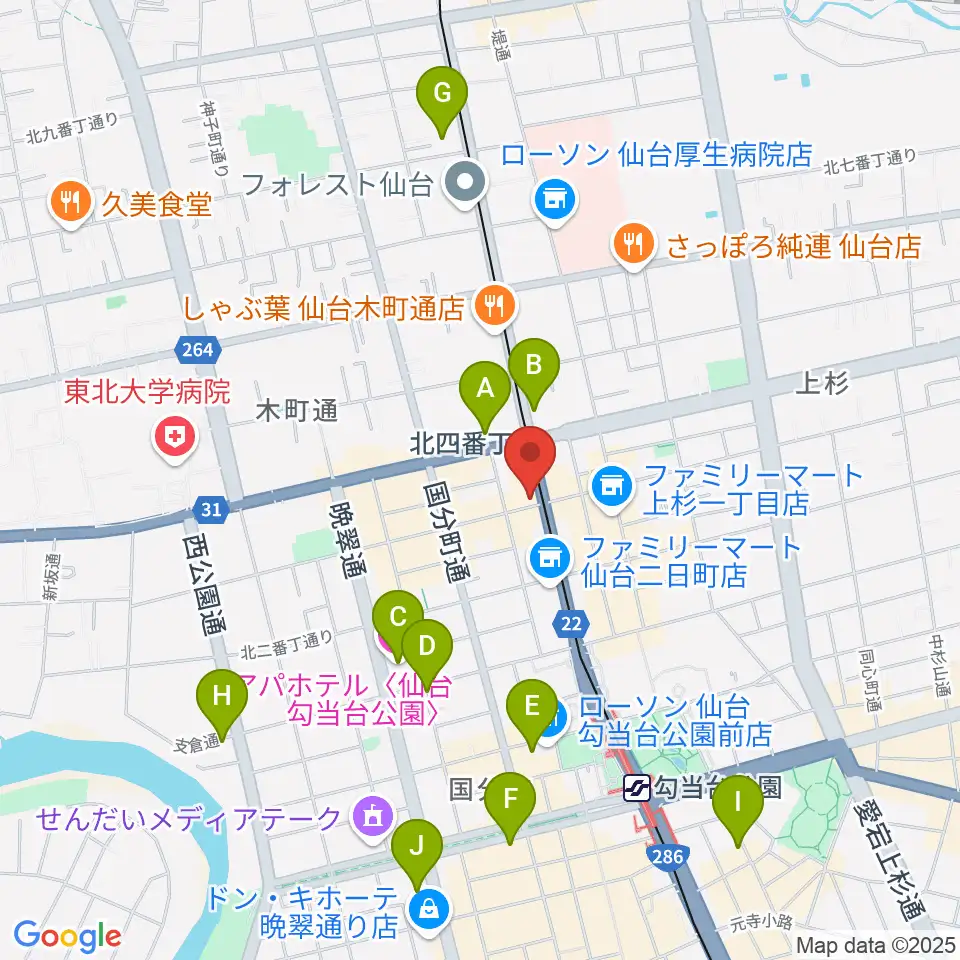 仙台ミュージックプラザ周辺のホテル一覧地図