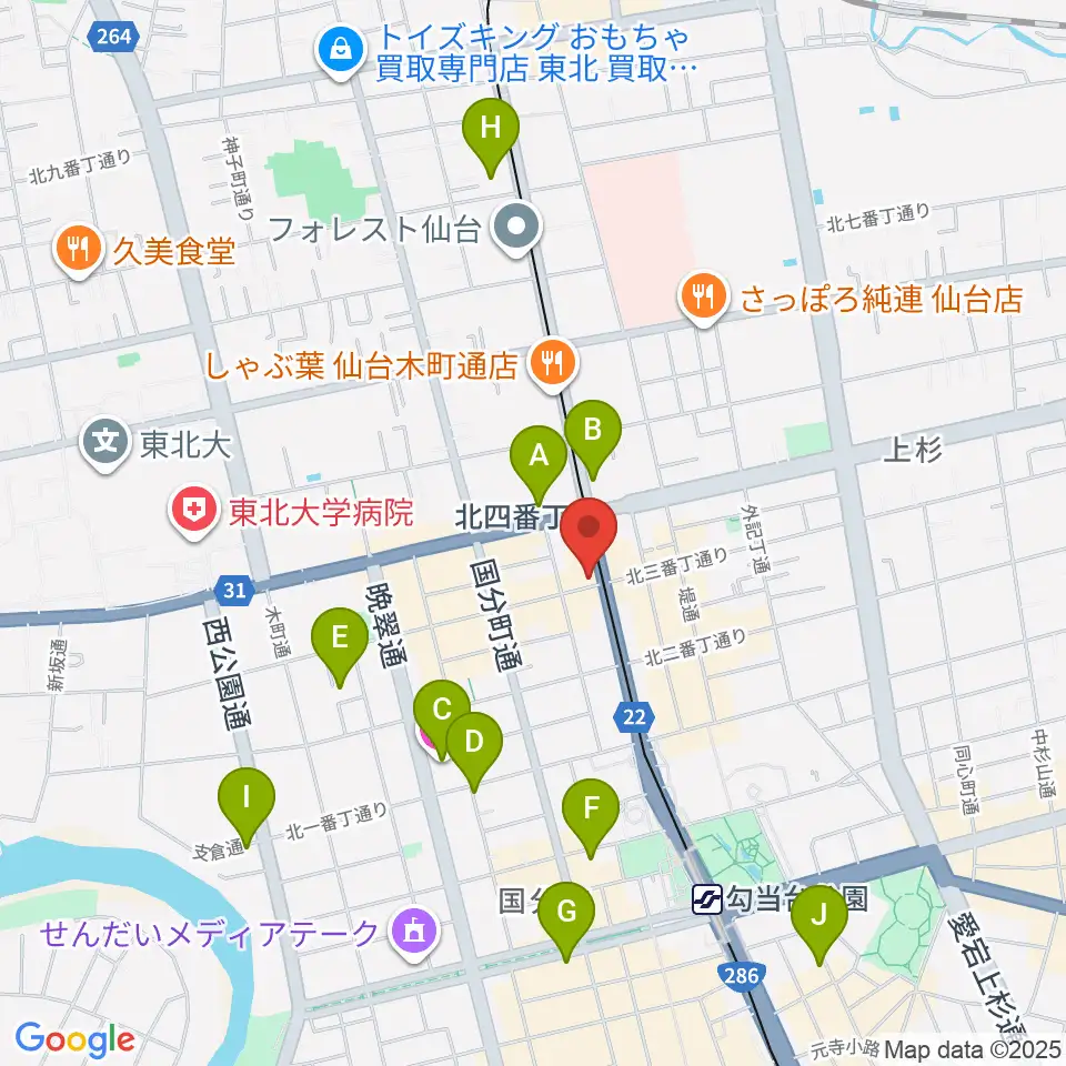 仙台ミュージックプラザ周辺のホテル一覧地図