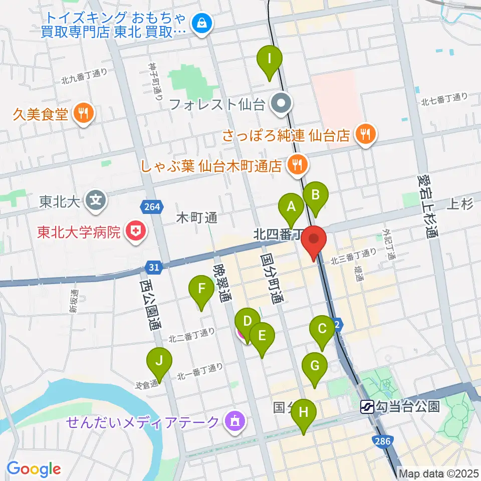 仙台ミュージックプラザ周辺のホテル一覧地図