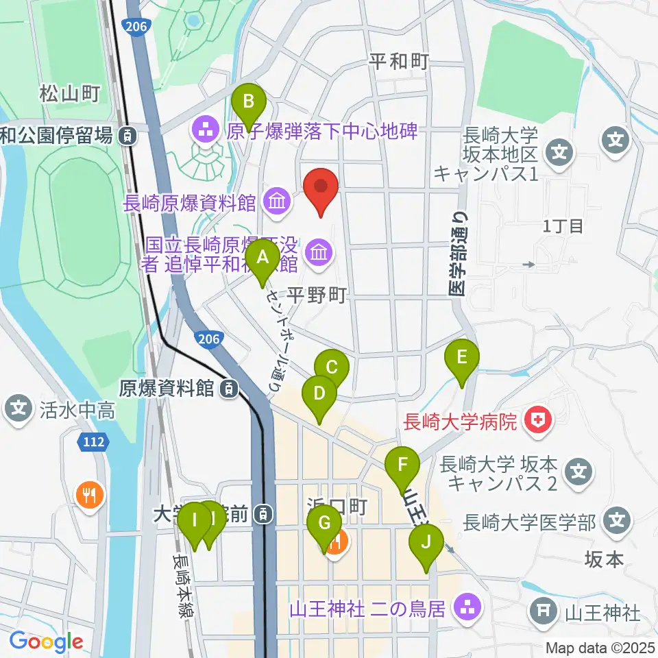 平和会館ホール周辺のホテル一覧地図