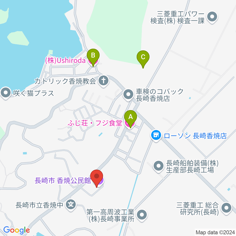 長崎市香焼公民館周辺のホテル一覧地図