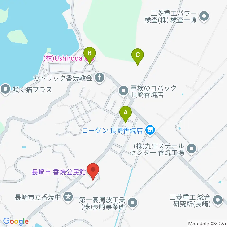 長崎市香焼公民館周辺のホテル一覧地図