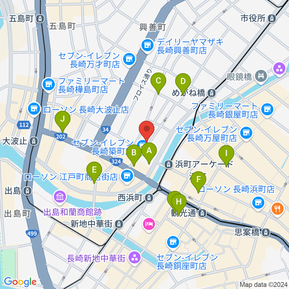 メルカつきまちホール周辺のホテル一覧地図