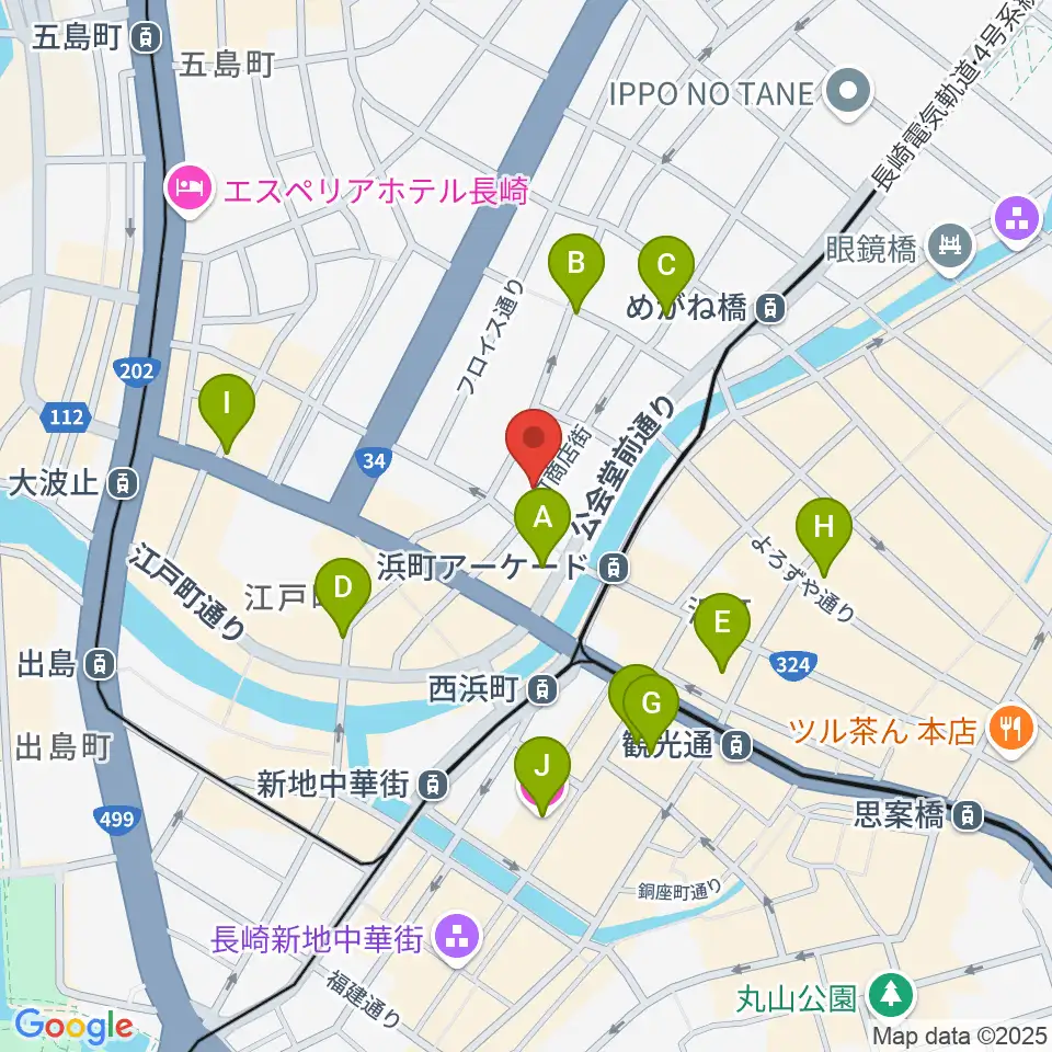 メルカつきまちホール周辺のホテル一覧地図