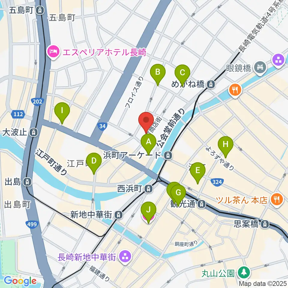 メルカつきまちホール周辺のホテル一覧地図