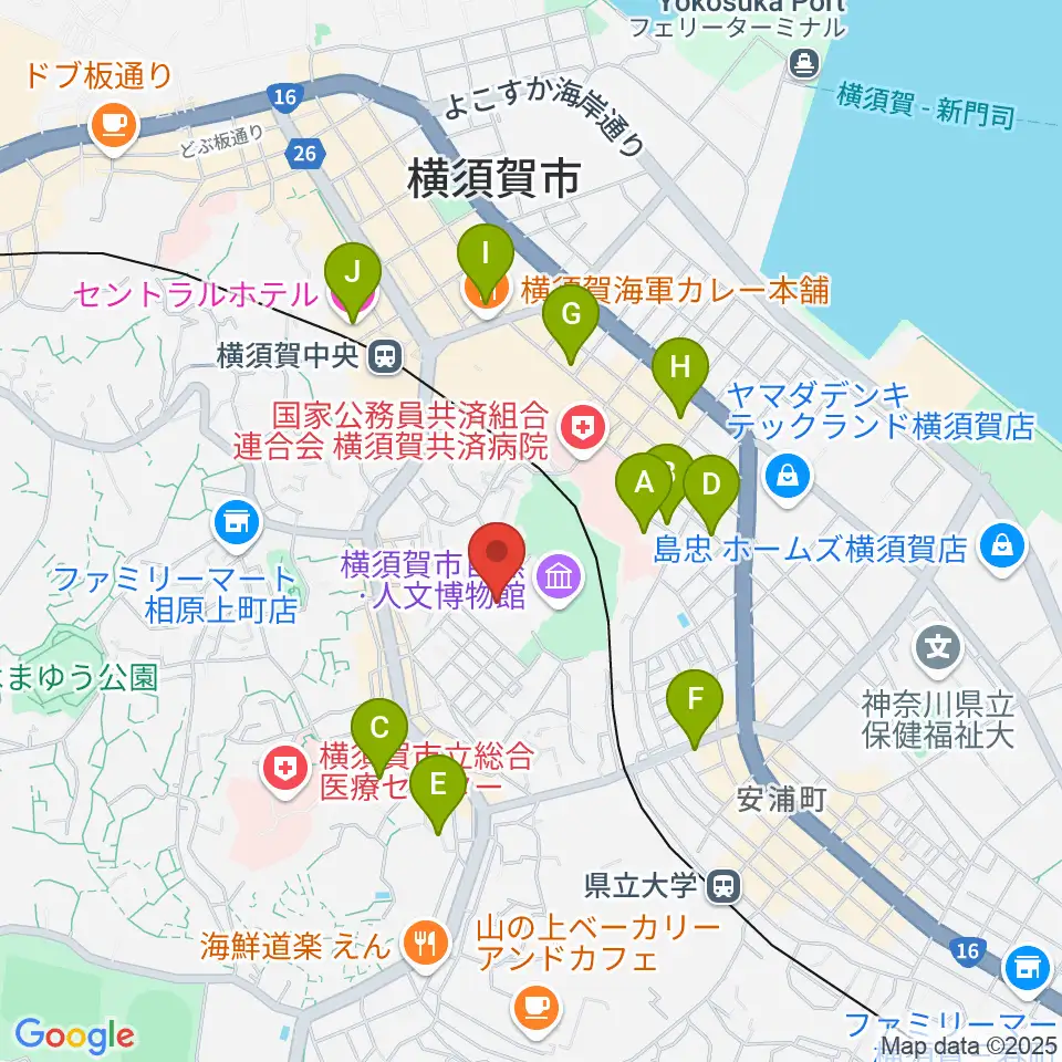 横須賀市文化会館周辺のホテル一覧地図