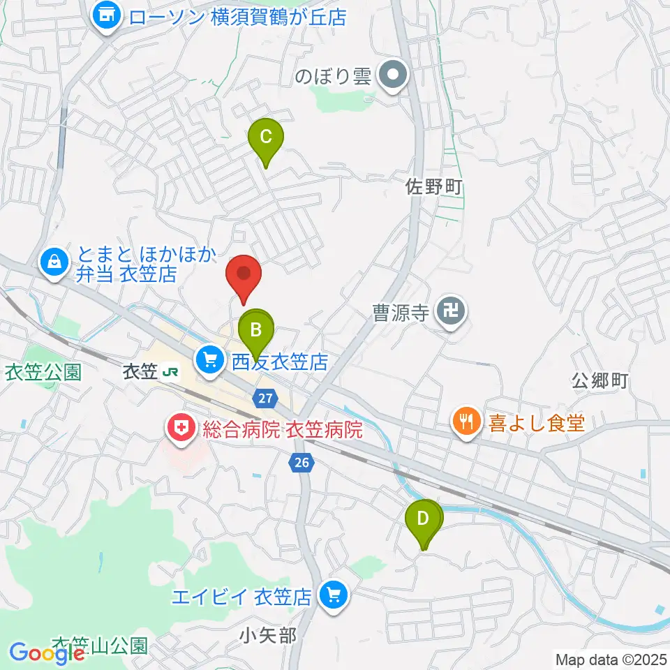 横須賀市はまゆう会館周辺のホテル一覧地図