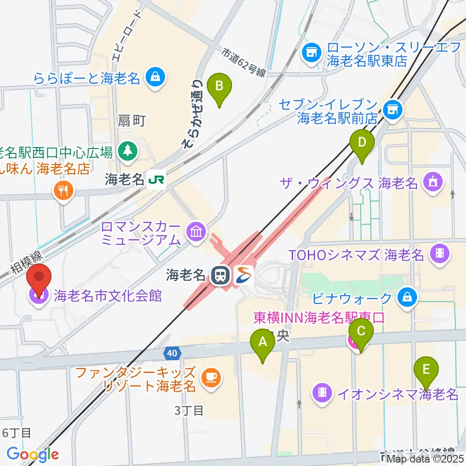 海老名市文化会館周辺のホテル一覧地図