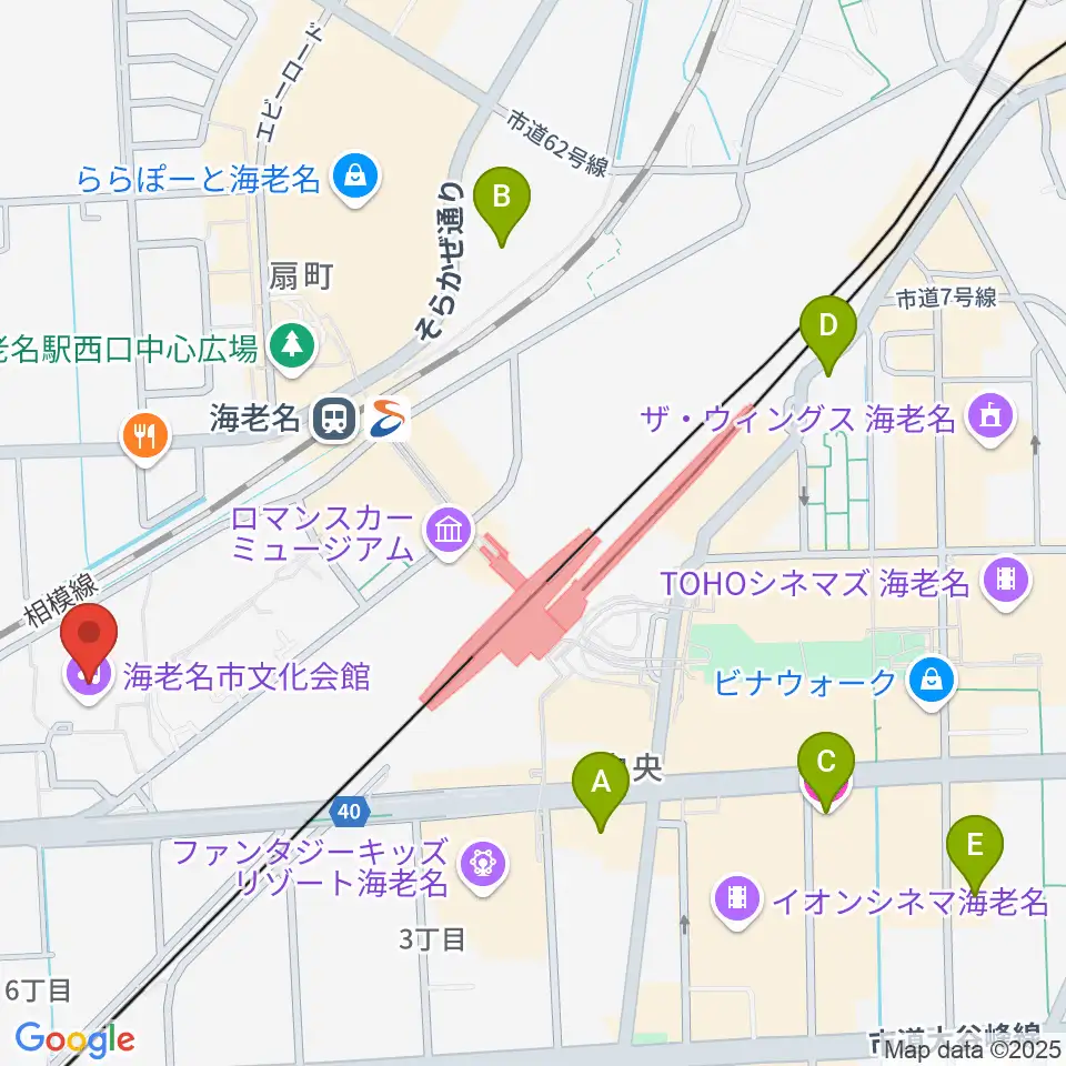 海老名市文化会館周辺のホテル一覧地図