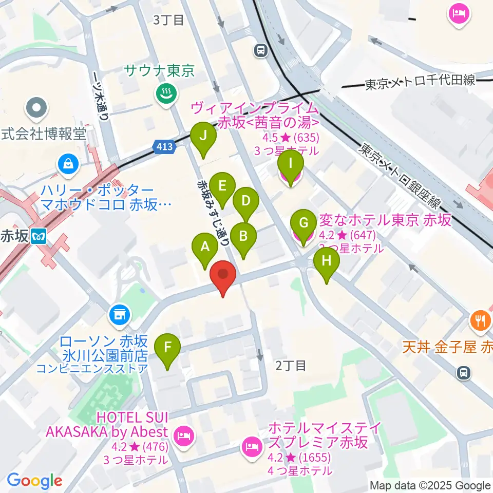 赤坂エルカミーノ周辺のホテル一覧地図