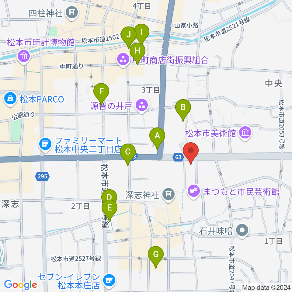 まつもと市民芸術館周辺のホテル一覧地図