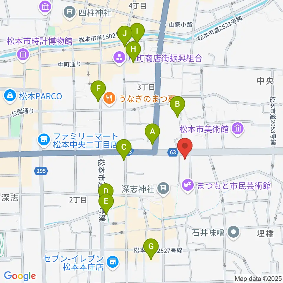 まつもと市民芸術館周辺のホテル一覧地図