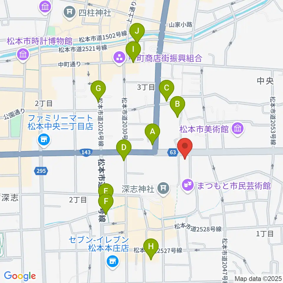 まつもと市民芸術館周辺のホテル一覧地図