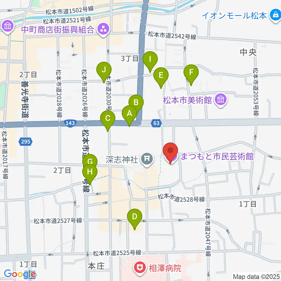 まつもと市民芸術館周辺のホテル一覧地図