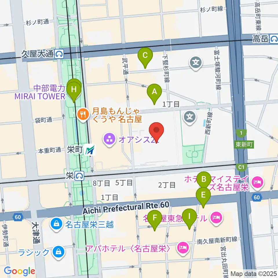 愛知県芸術劇場周辺のホテル一覧地図