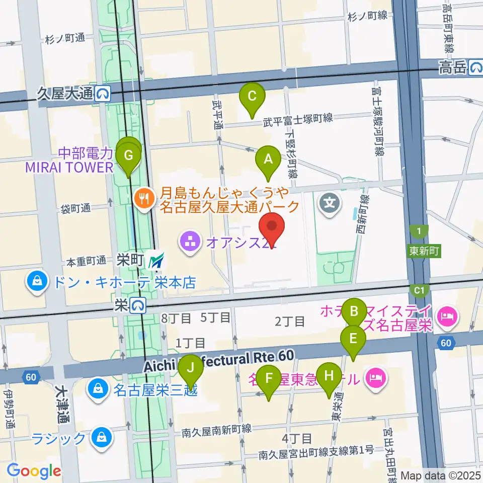 愛知県芸術劇場周辺のホテル一覧地図