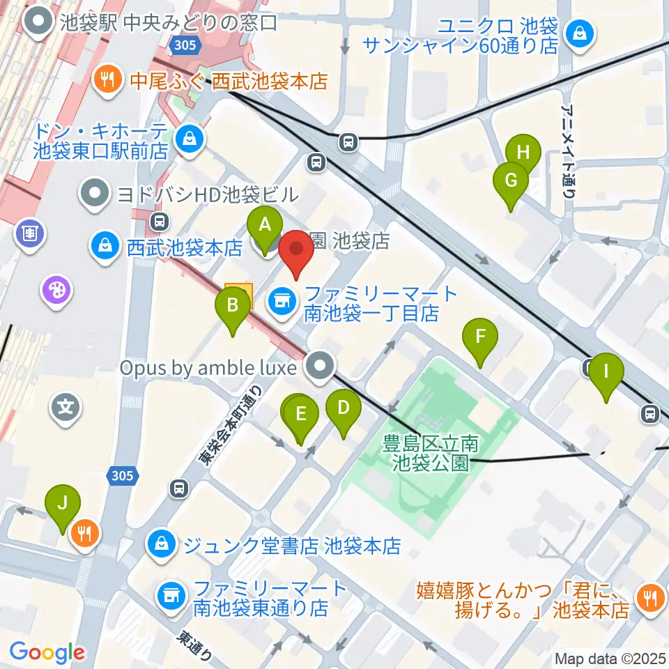 クロサワ楽器池袋店 エレキ本館周辺のホテル一覧地図