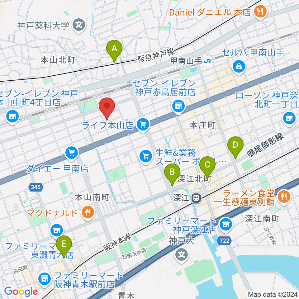 はな音楽教室周辺のホテル一覧地図